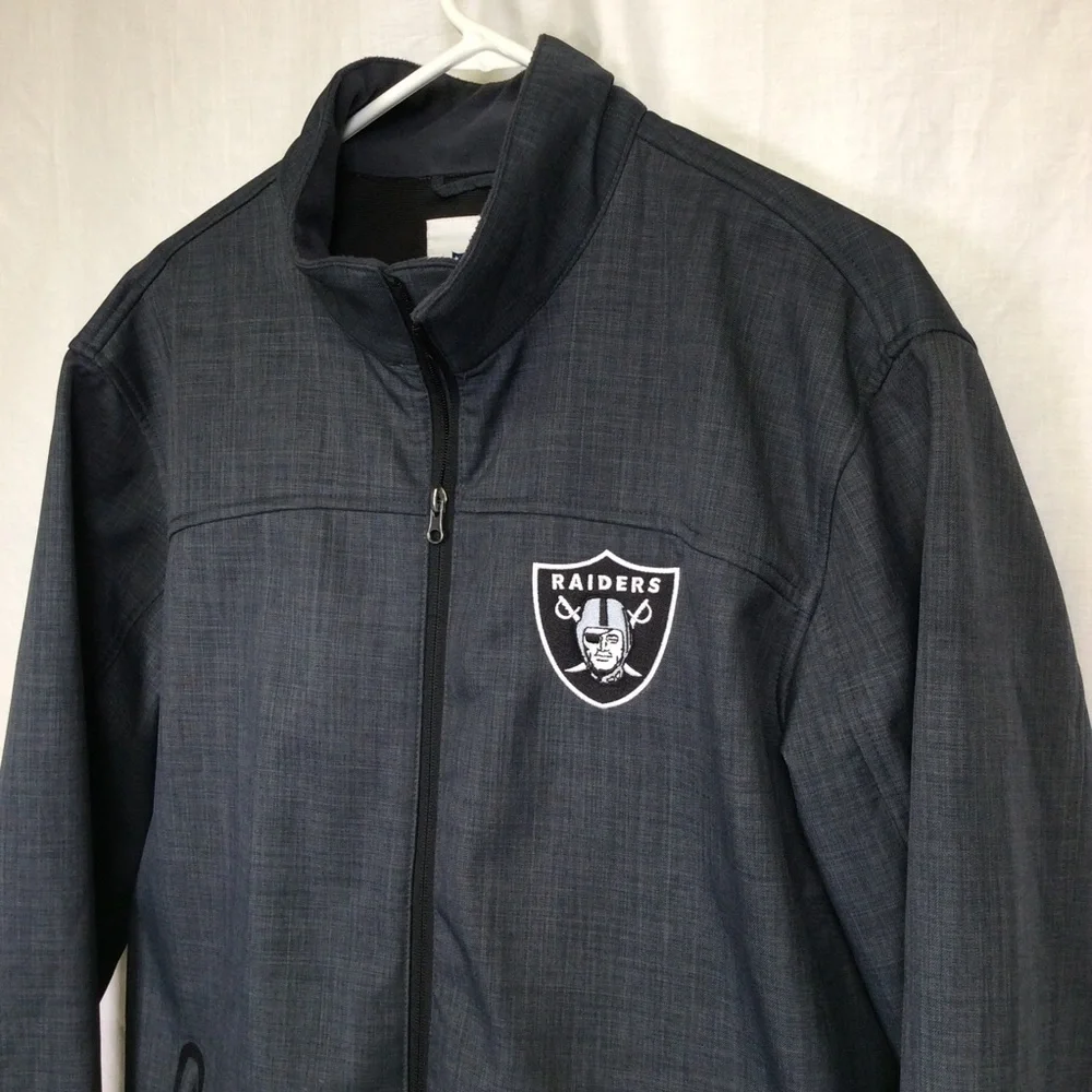 NFL Las Vegas Raiders Mens Dark Gray/Black Full Zip Fleece Lined Jacket, Sz L